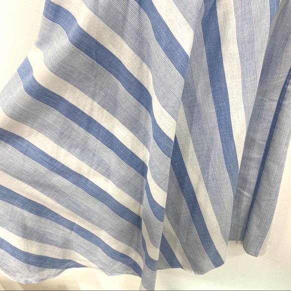 Vintage Blue + White Stripe Casual Swing Day Dress - Picture 5 of 8